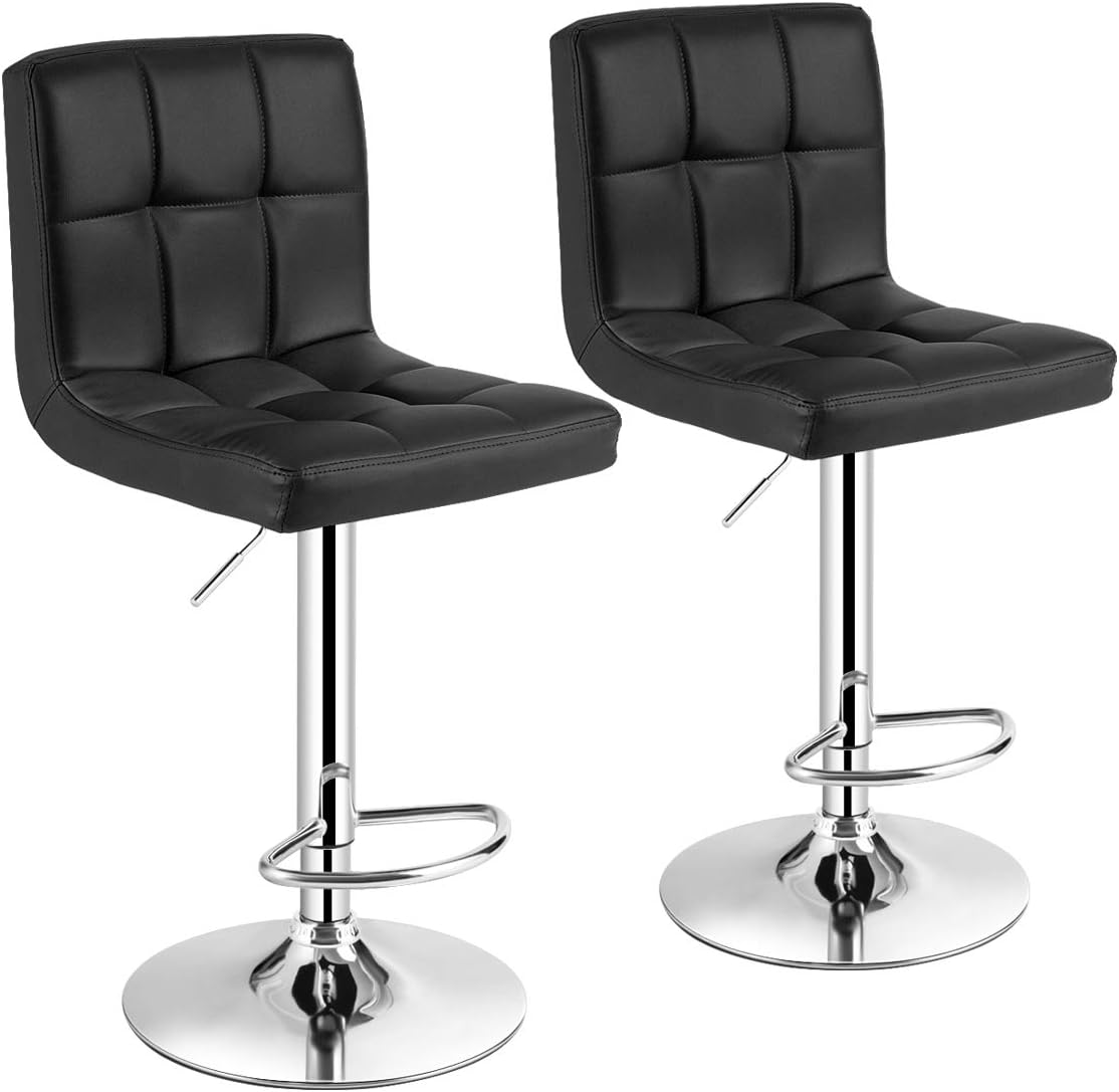 WOLTU Tabouret Bar, Lot de 4, Chaise de Bar Pivotante Réglable en Hauteur, Tabouret Cuisine avec Dossier et Repose-Pieds, Siège Rembourré, en Velours, Gris foncé, BH428dgr-4