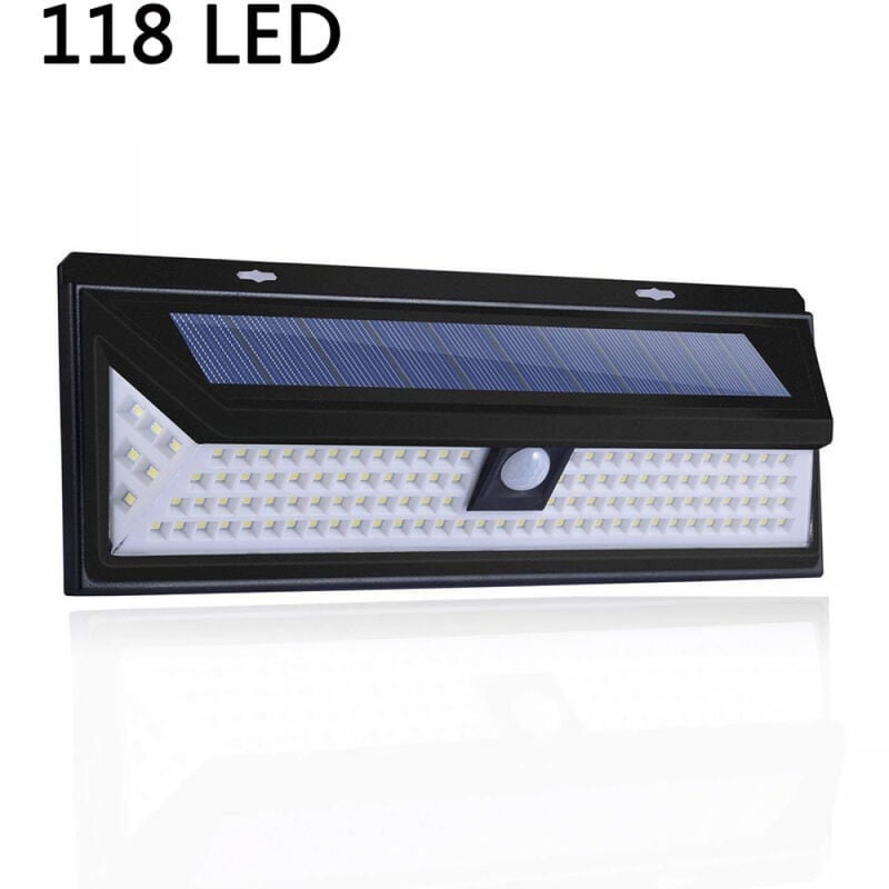 118 LED Lampa solarna 1000 lumenów Lampa ścienna PIR Czujnik ruchu IP65 Wodoodporna Zewnętrzna ogrodowa