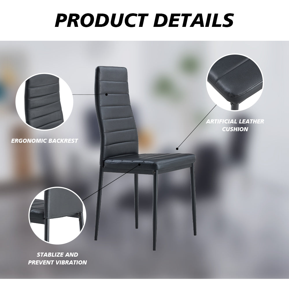 TEENO Lot de 6 Chaises de Salle à Manger, Noir - 5