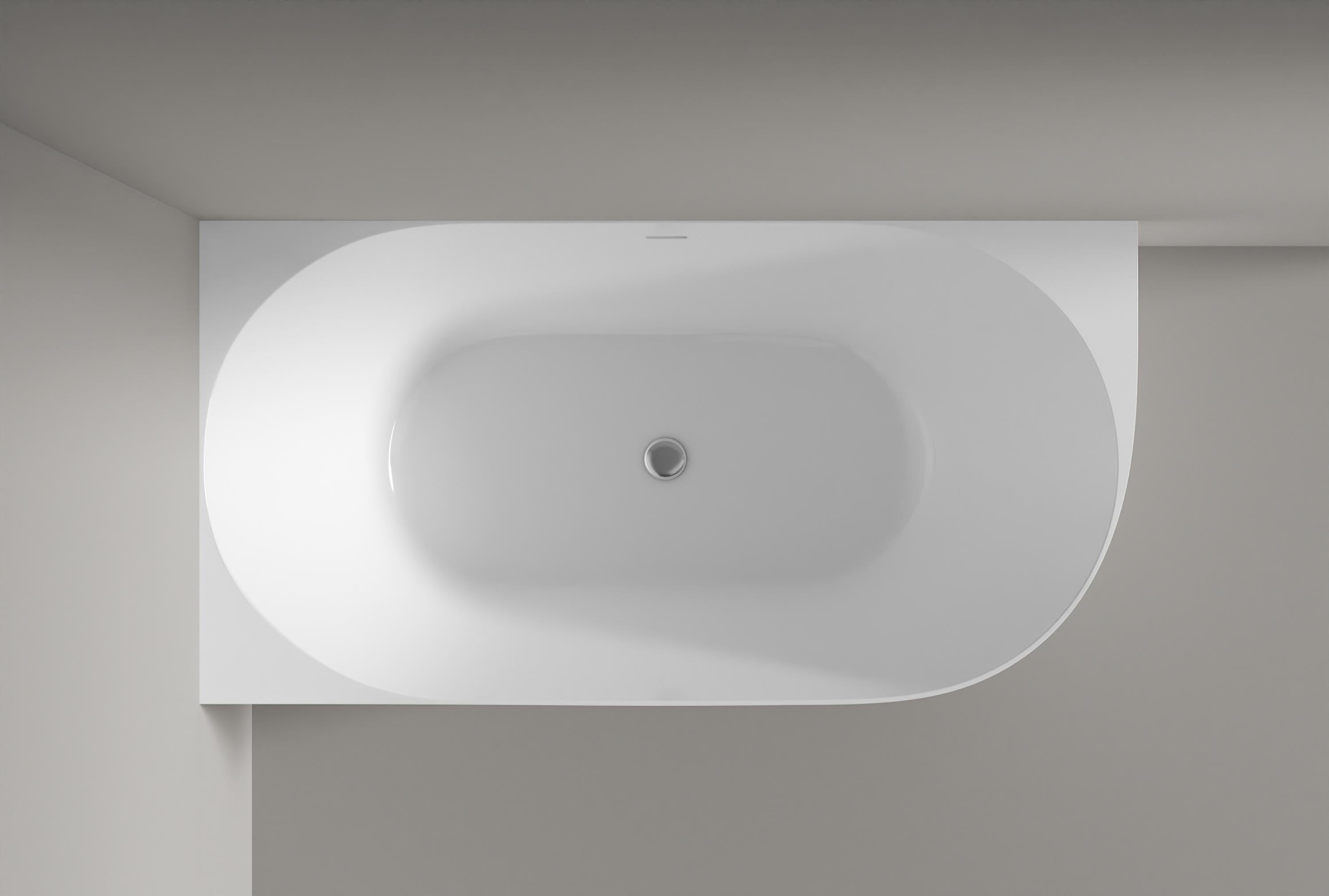 BERNSTEIN - Baignoire d'angle semi-ilot Acrylique 150x78x60cm Blanc brillant + Bonde et trop plein - installation à gauche - NOVA SLIM LINE - 4