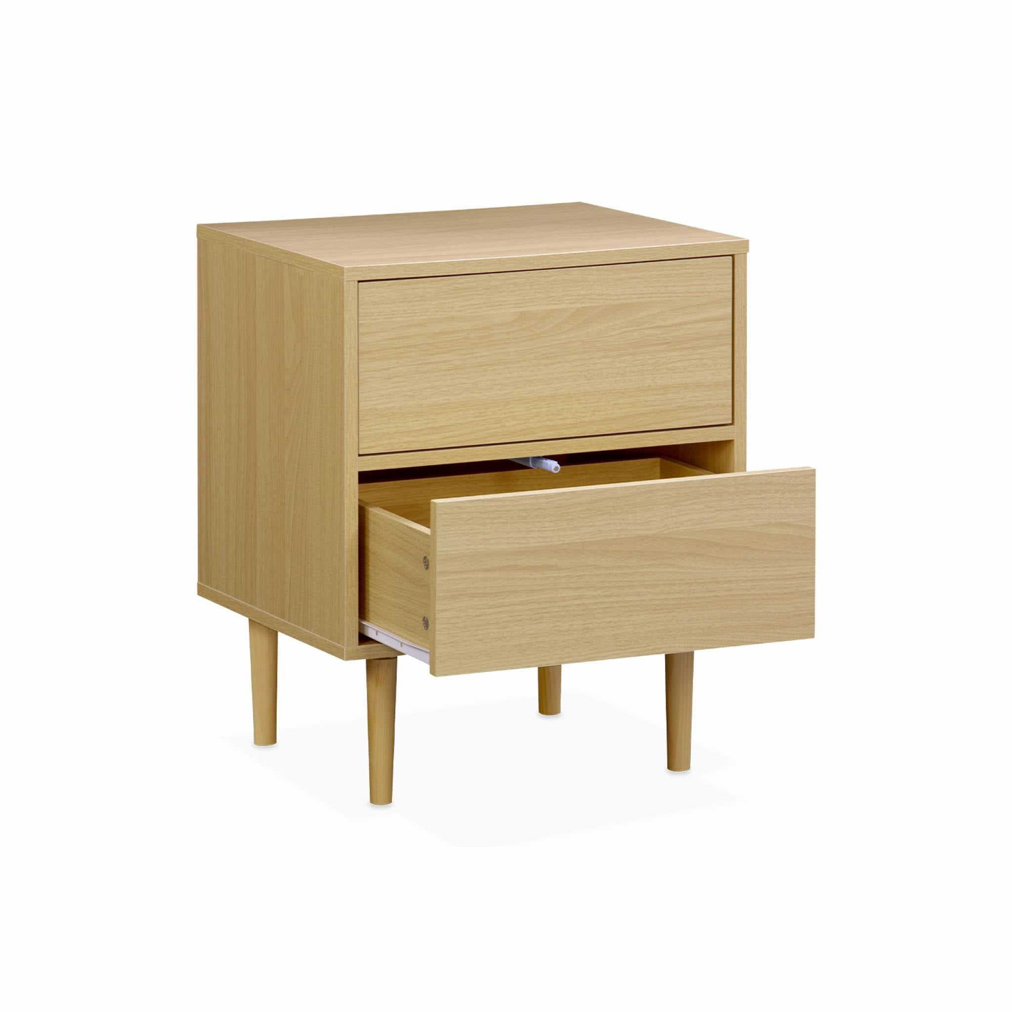 Mesita de noche con efecto madera natural, set de 2 Natural - 48x40x59 cm - 6