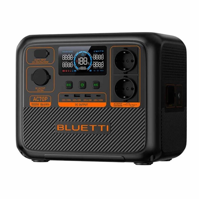 BLUETTI AC70P Station d'énergie portable LiFePO4 Batterie 2 Sorites CA 1000W 864Wh/24Ah