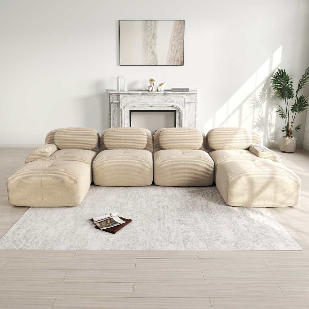 Modułowa U-Sofa bez montażu z Premium Cordstoff, 32D Polster, Ergonomic i Haustierfreundlich
