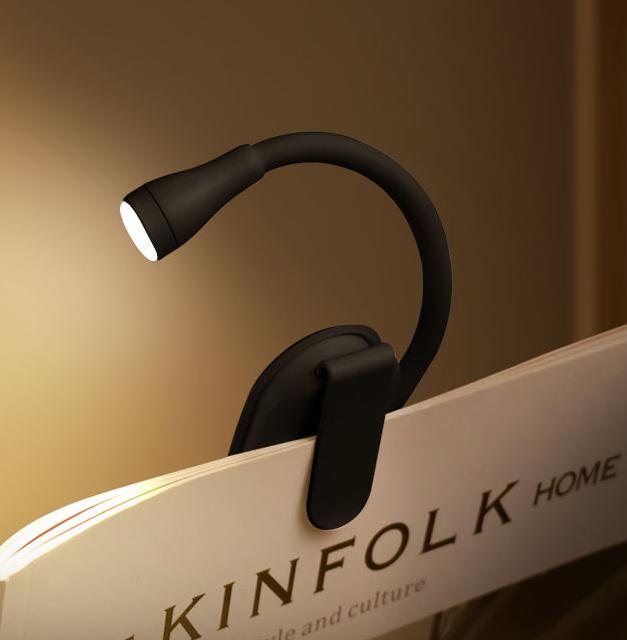 Czarna lampka do czytania z klipsem ściemniana lampka nocna obrotowa o przenośna lampka odpowiednia do akademików i biur trójkolorowe światło