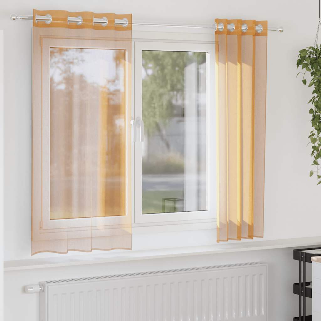 Zasłony woalowe z przelotkami 2 szt. Pomarańczowe 140x140 cm vidaXL