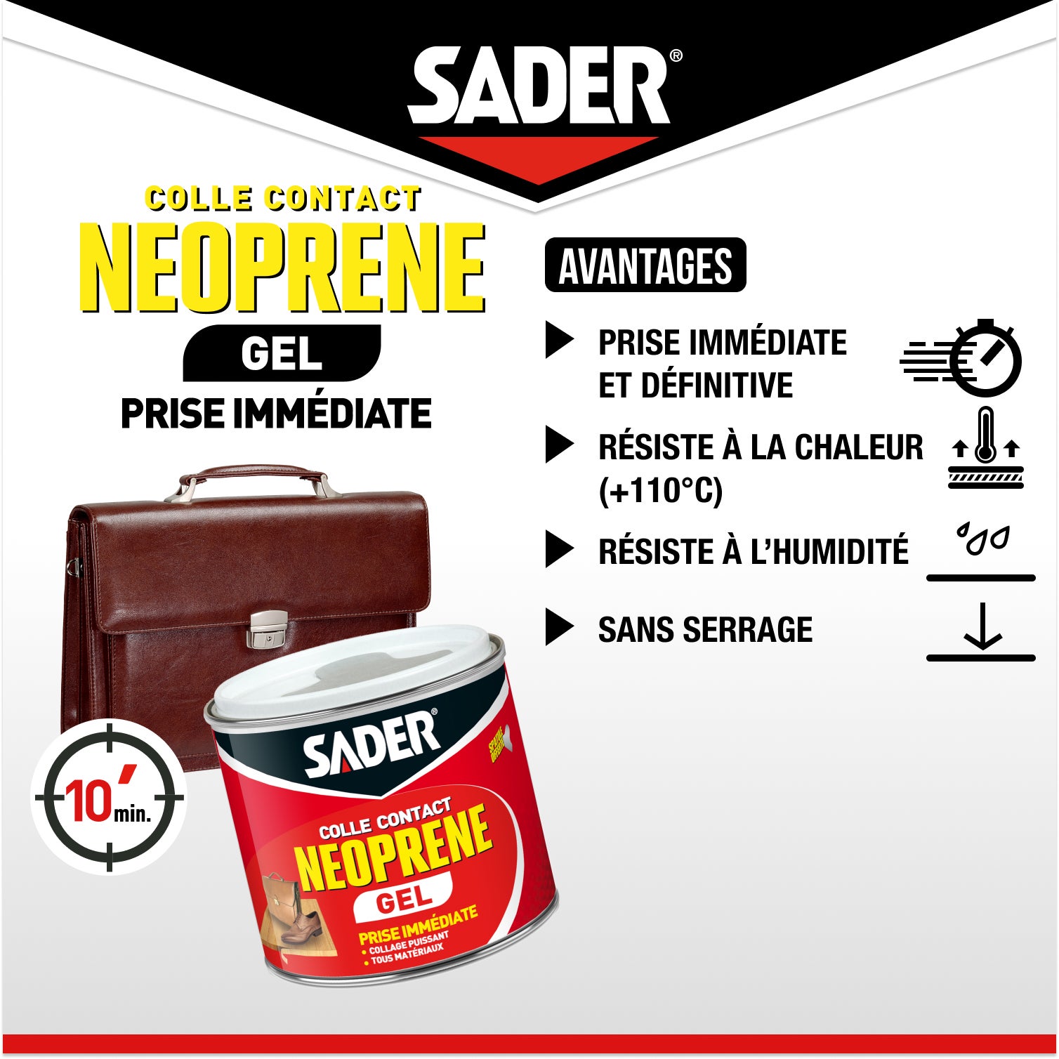 Colle gel contact néoprène SADER - Prise immédiate - 500ml - 4
