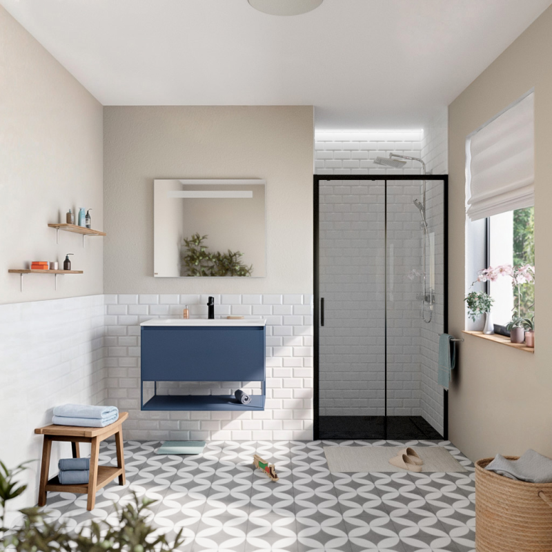 Swiss Aqua Technologies TEX BB 110x195cm Porta doccia scorrevole anticalcare con profili neri opachi (TEXDBB110CT-SET) - 3