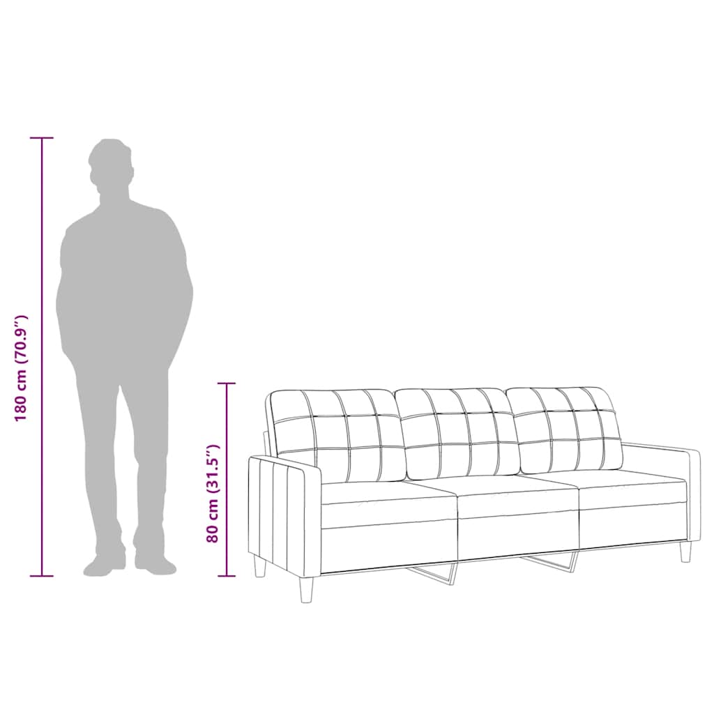 vidaXL Canapé à 3 places Marron 180 cm Tissu - 9