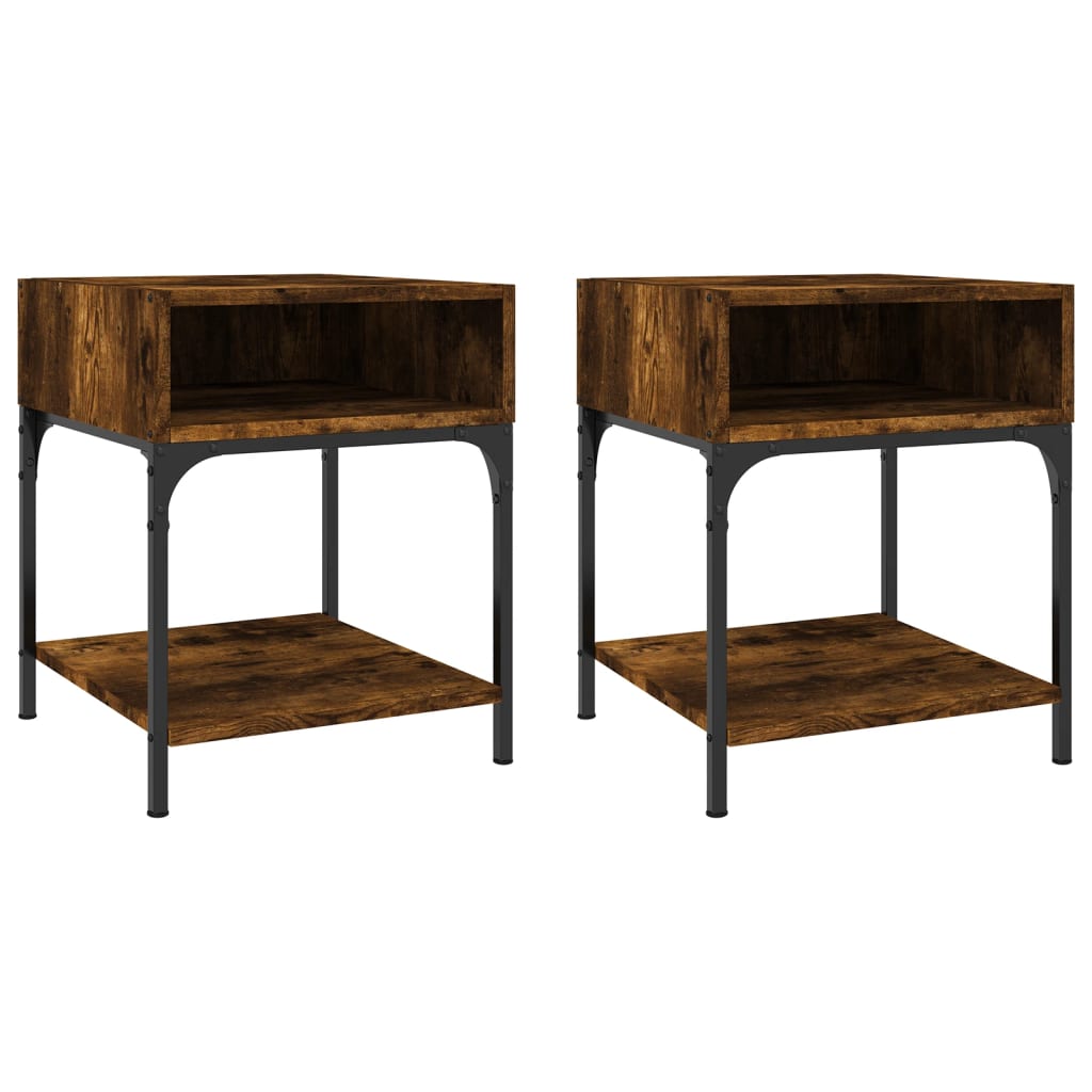 Maison Exclusive - Tables de chevet 2 pcs chêne fumé 40x41x50 cm bois d’ingénierie - 2