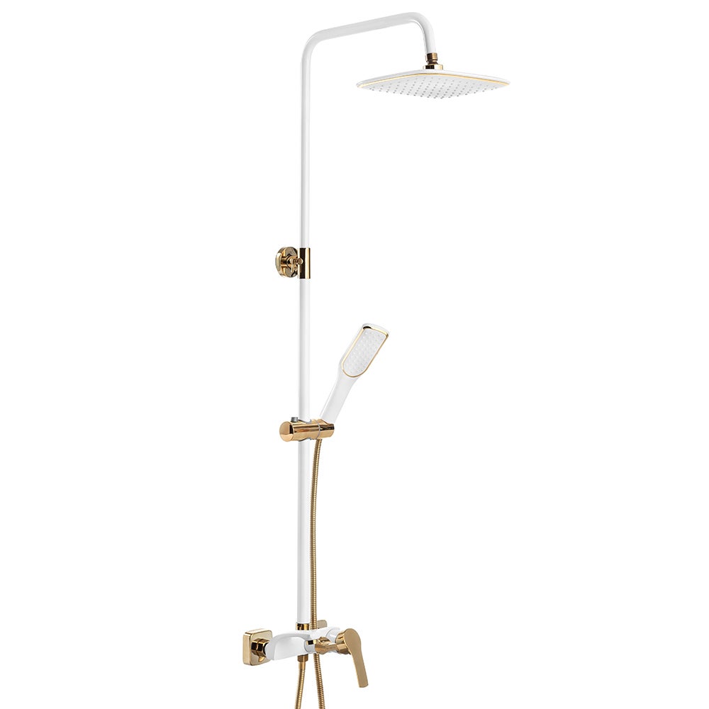 Conjunto de duche com torneira, Dourado/Branco - 3