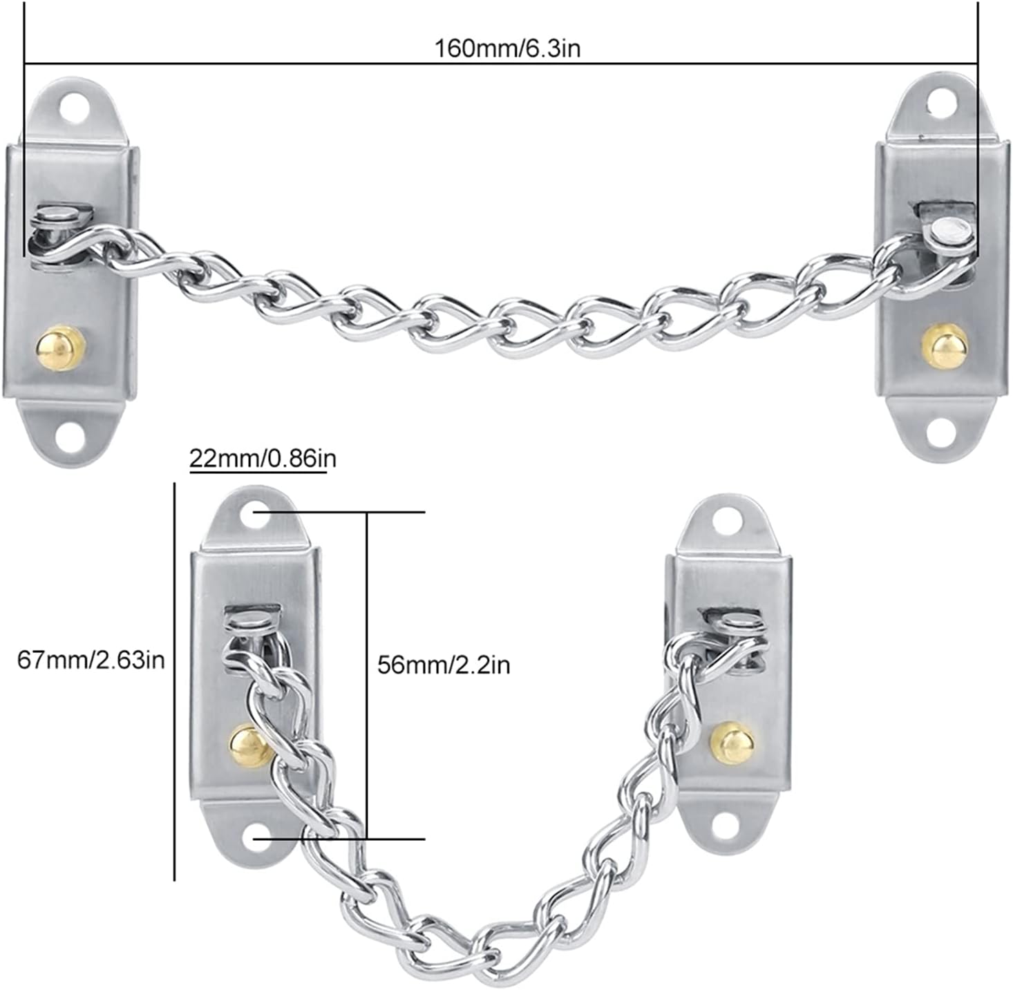 Chaîne de sécurité en acier inoxydable pour fenêtre – Butée de porte pour fenêtres battantes, protège bébé et animaux - 2