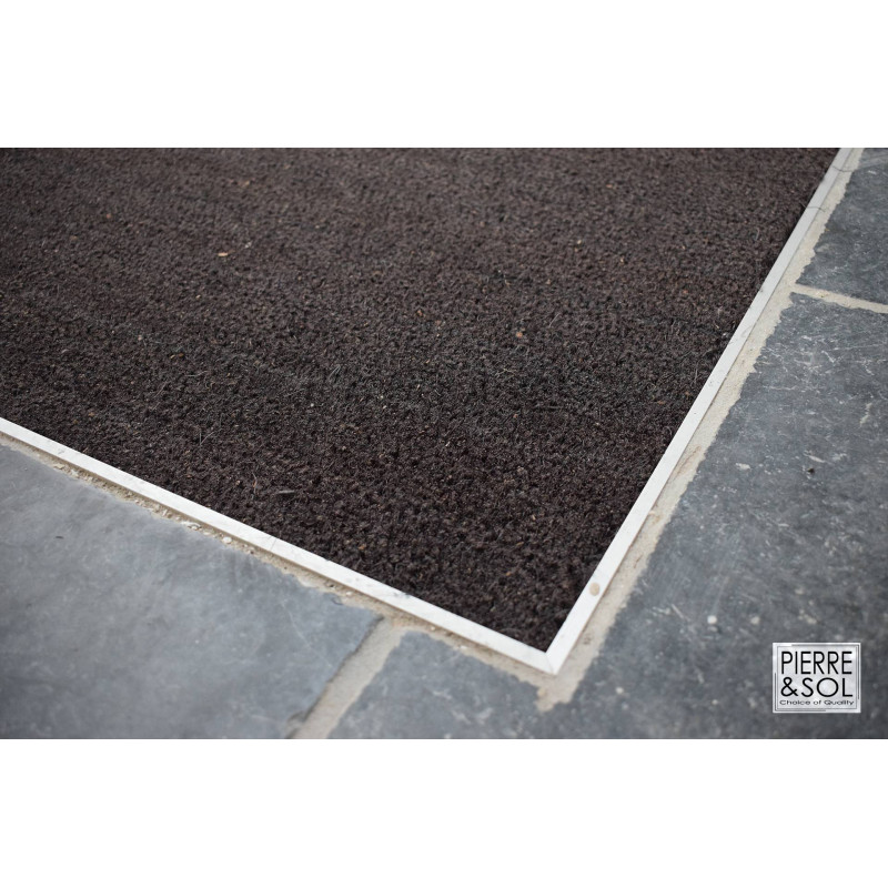 Felpudo de fibra de coco de colores - rinotap kg - rosco - gris 984 x 584 mm