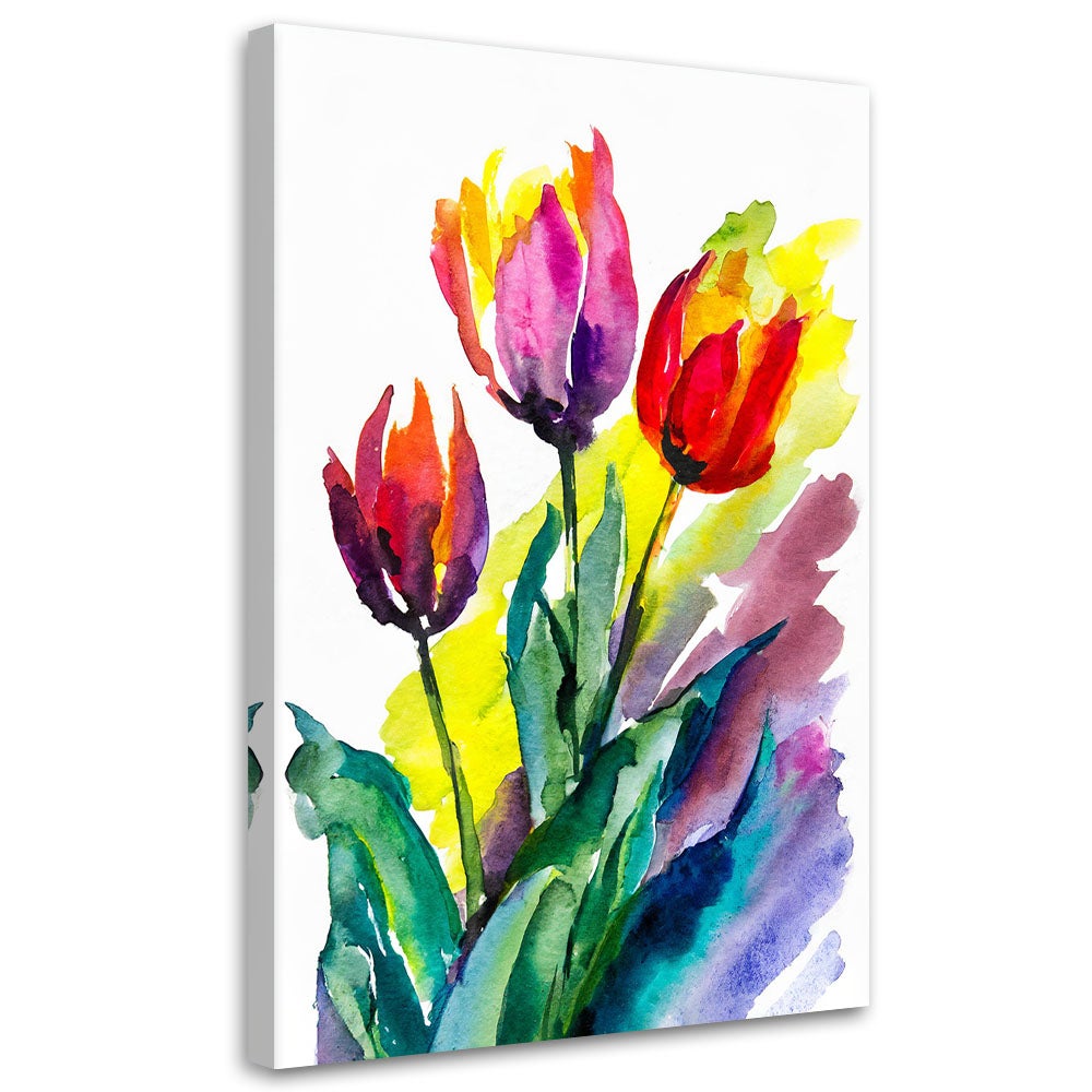 Obraz do salonu, Tulipany Akwarela Kolorowy Natura 60x90
