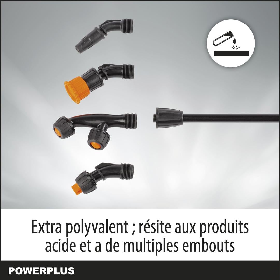 Powerplus Dual Power Pulvérisateur à Batterie POWDPG80460 - 20 V à Dos,6 Bars,1500 ml/min.,16 l, 4 Buses Incluses, Outillage Jardin - 5