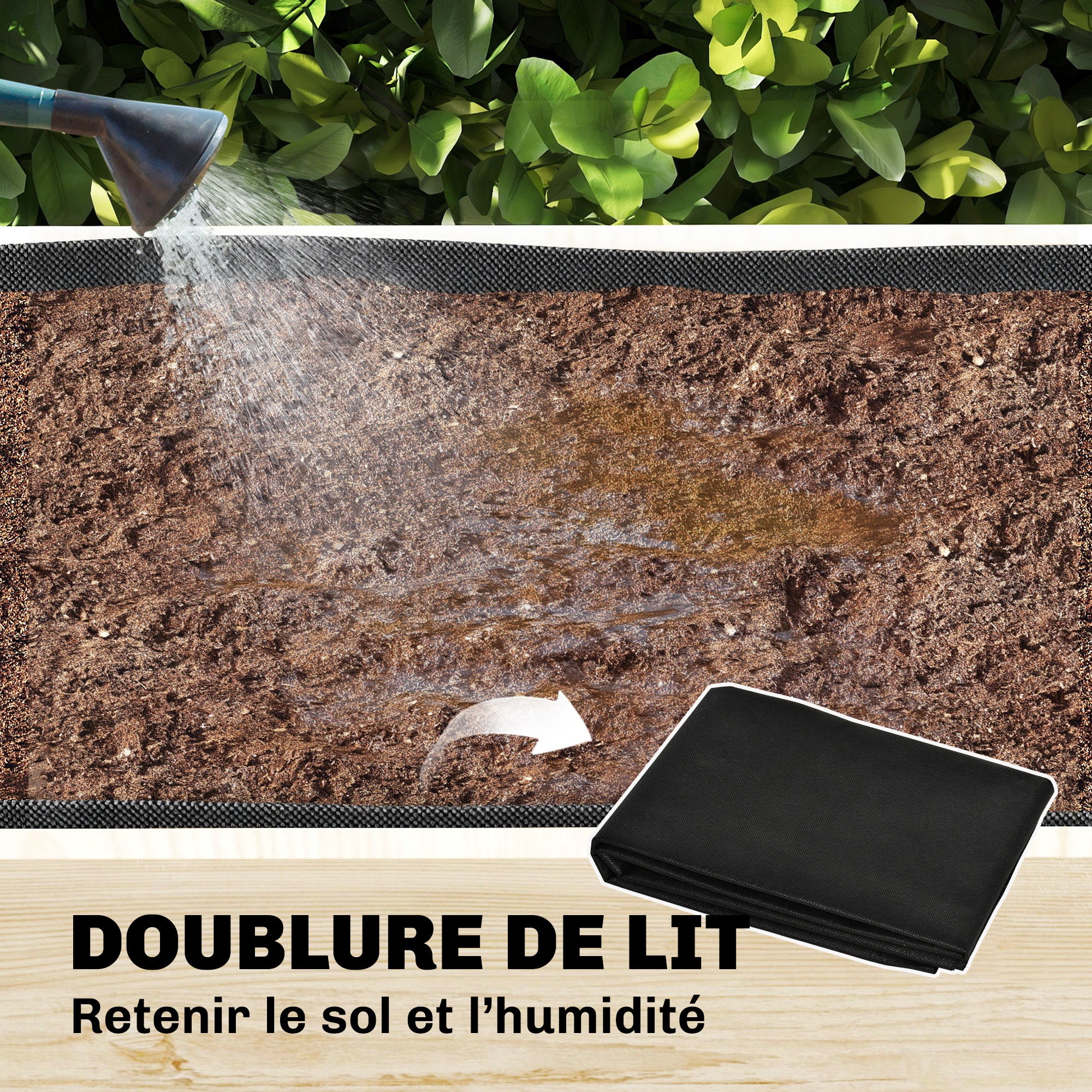 Jardinière surélevée à 2 niveaux avec treillis, jardinière intégrée, revêtement en tissu non tissé, 108 x 62 x 120 cm, effet naturel - 9