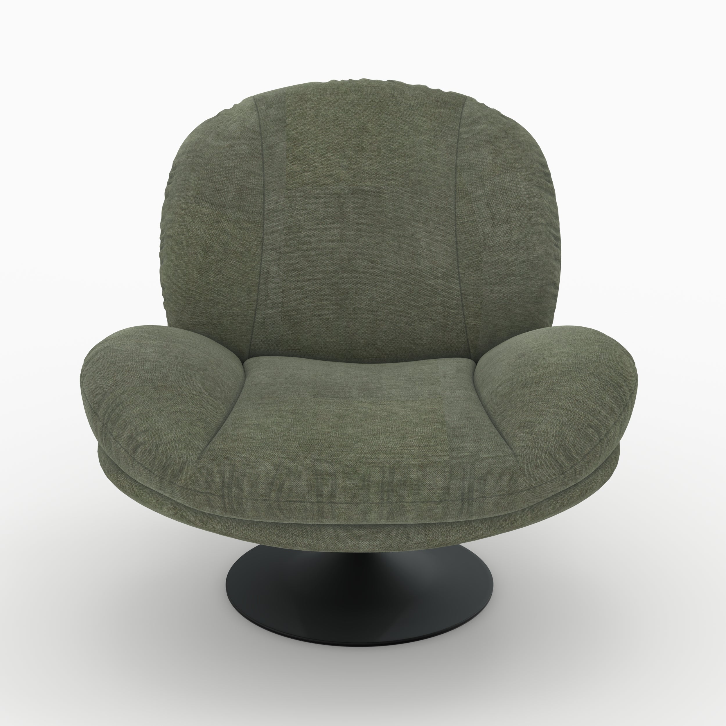 Fauteuil pivotant en tissu effet velours vert kaki - Ricci - 5