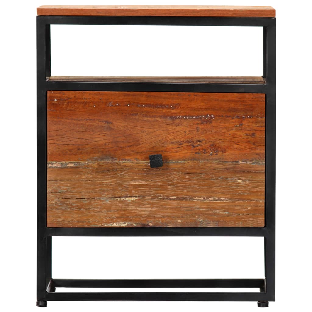 Table de nuit chevet commode armoire meuble chambre 40 x 30 x 50 cm bois de récupération et acier 1402037 - 5