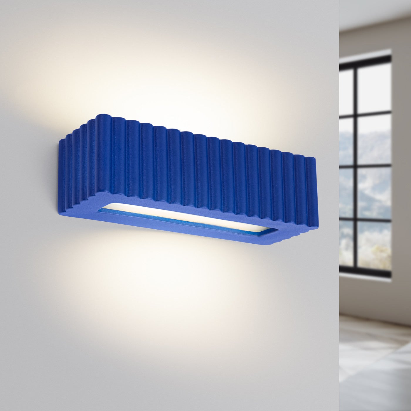 Kinkiet ścienny ryflowany RIGATA ultramaryna 1xE27x20W ceramika / gips wym:10x34x12cm IP20 Sollux Lighting - 3