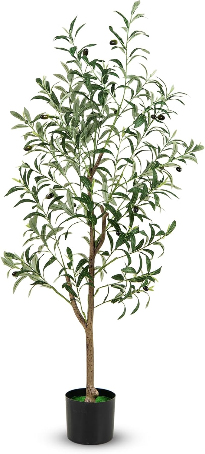 Arti Botani Ulivo Artificiale 180 Cm Con Olive E Tronco In Legno Naturale, Pianta Finta Da Interno Per Casa E Ufficio, Zero Manutenzione - 5