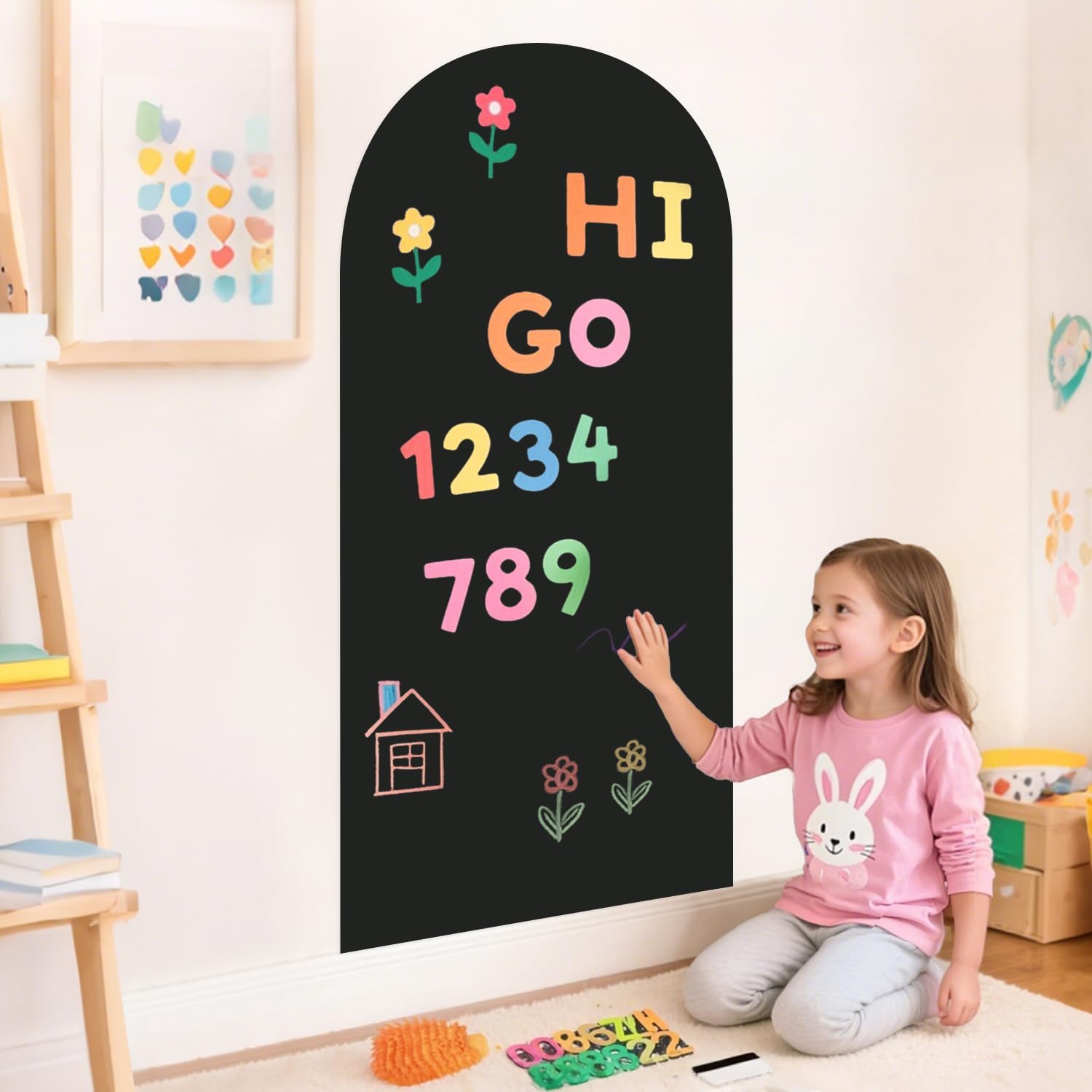 Sticker mural magnétique incurvé, mesurant 39,3 x 17,5 pouces, tableau à dessin magnétique, convient aux murs, salles de jeux, maisons ou bureaux. - 3