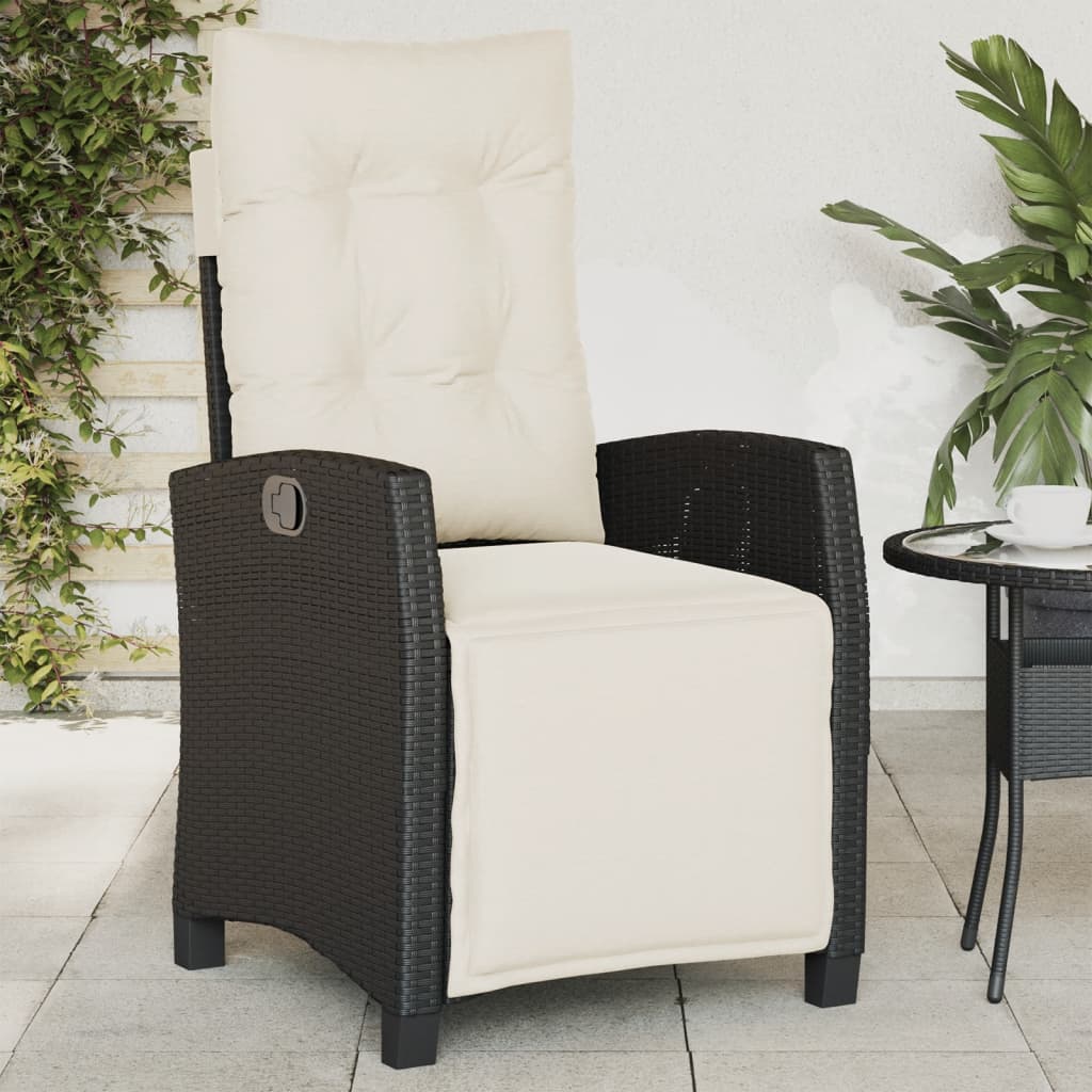 VidaXL Chaise Inclinable De Jardin Avec Repose-Pieds Et Coussins – Polyrotin Gris Résine Tressée, Confort Moderne Pour Terrasse Et Patio