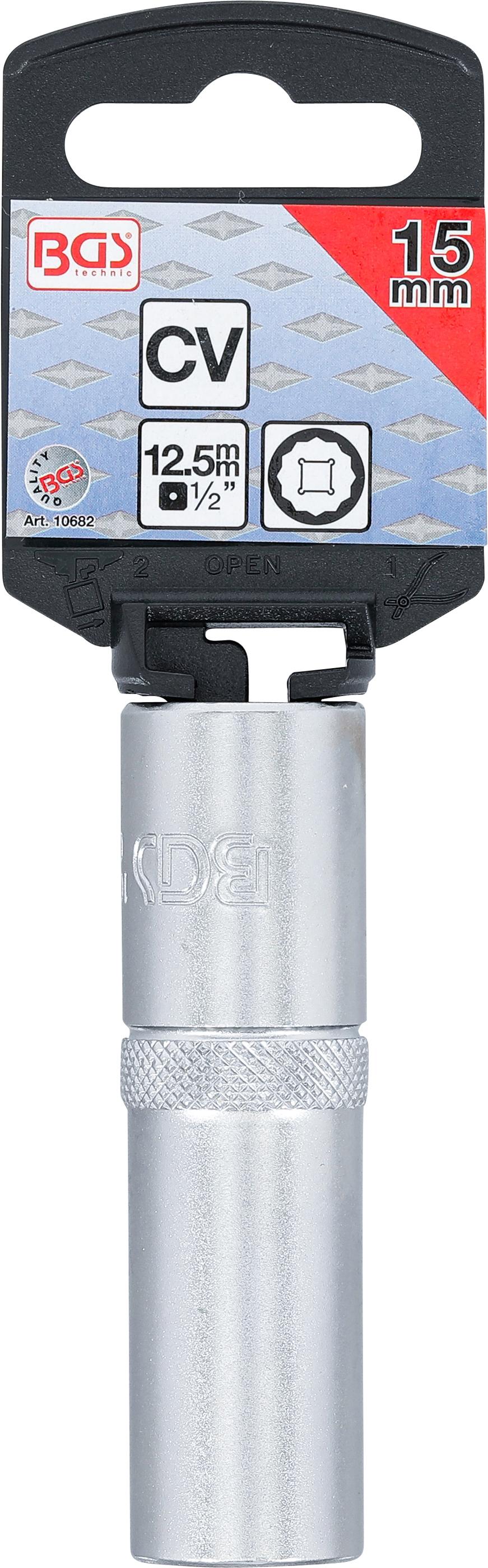 Douille pour clé, douze pans, longue | 12,5 mm (1/2