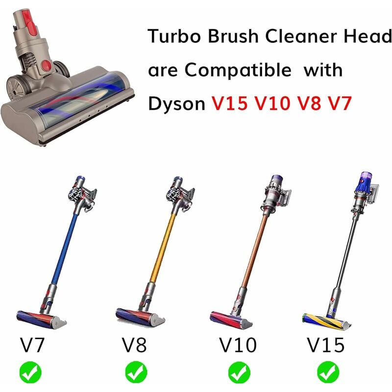 La tête de brosse turbo est compatible avec les aspirateurs Dyson V15, V11, V10, V8 et V7 et peut être utilisée pour nettoyer les tapis, les sols et - 3