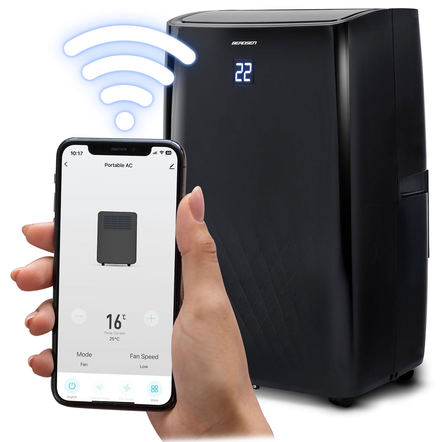Klimatyzator przenośny z funkcją grzania Berdsen BD-581 4kW osuszacz 34l/24h WiFi czarny - 6