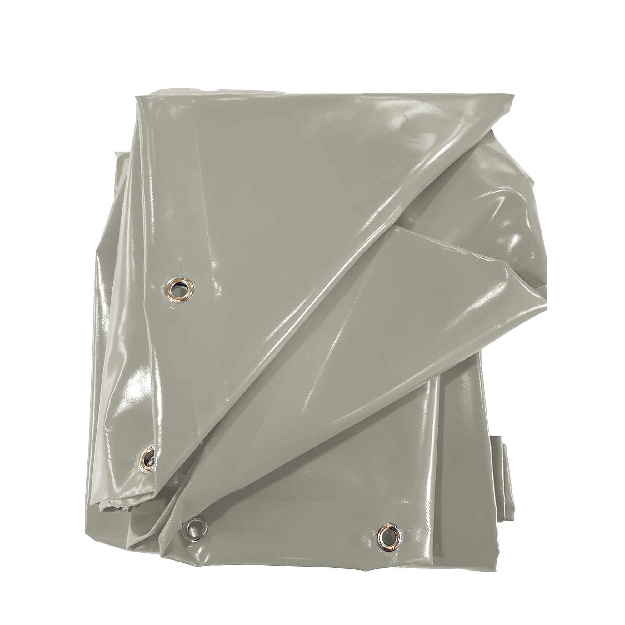 Bâche de protection PVC 640 g/m² – 5 x 4 m – Gris – Oeillets inox tout ...