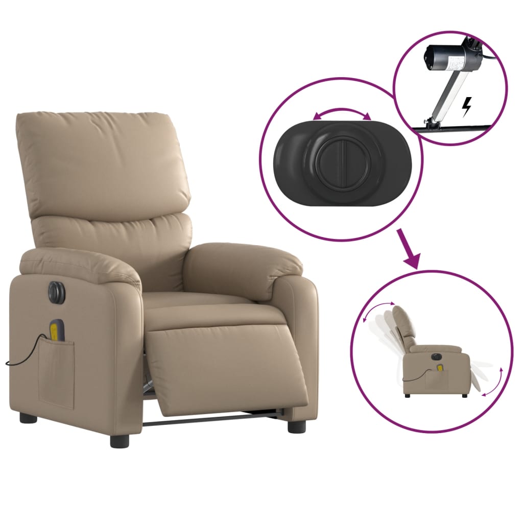 Fauteuil de massage，Fauteuil de Salon，Chaise de massage inclinable électrique cappuccino similicuir CDS91257 - 5