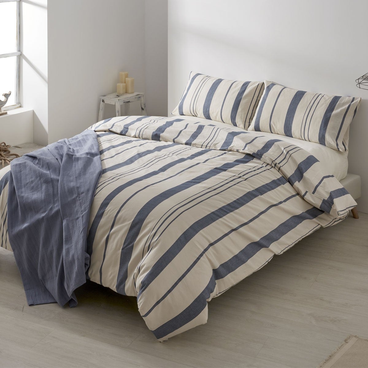 Estelia  Dúo Funda Nórdica Algodón Biarritz, 105 Azul , Leroy Merlin