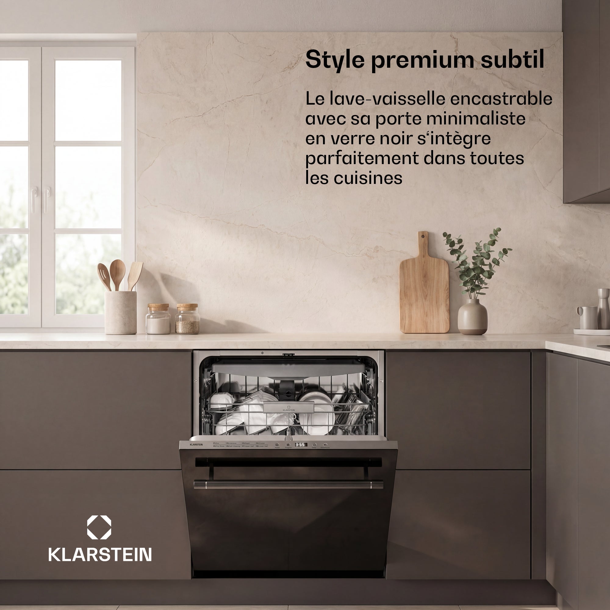KLARSTEIN Luxara lave-vaisselle encastrable | 8 programmes | technologie Aqua-Stop | 1900 W | 60 cm Noir - 2