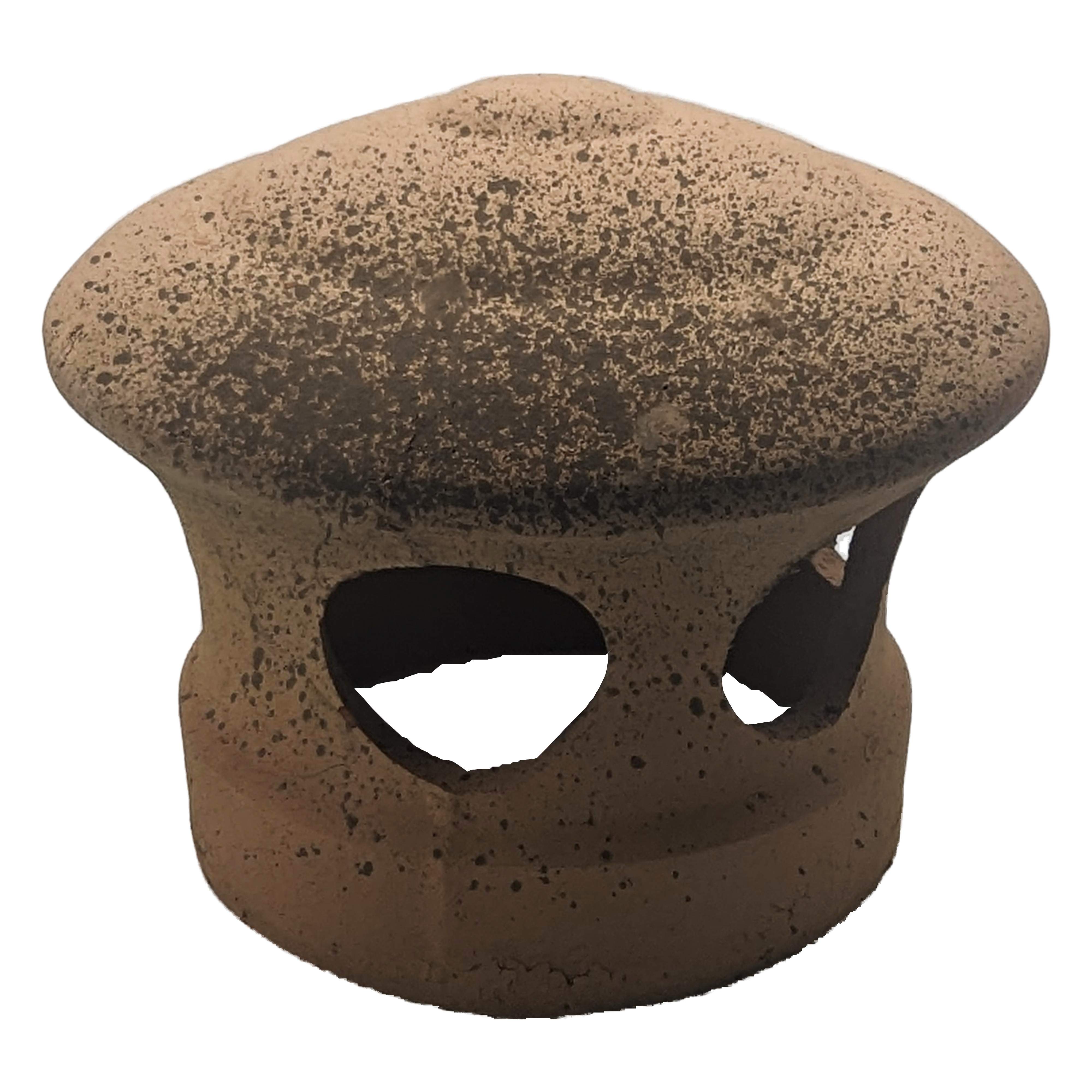 Lanterne L de toiture en terre cuite rouge clair tacheté noir, Chapeau pour tuile à douille, Passage tuyau d 125 mm - 2