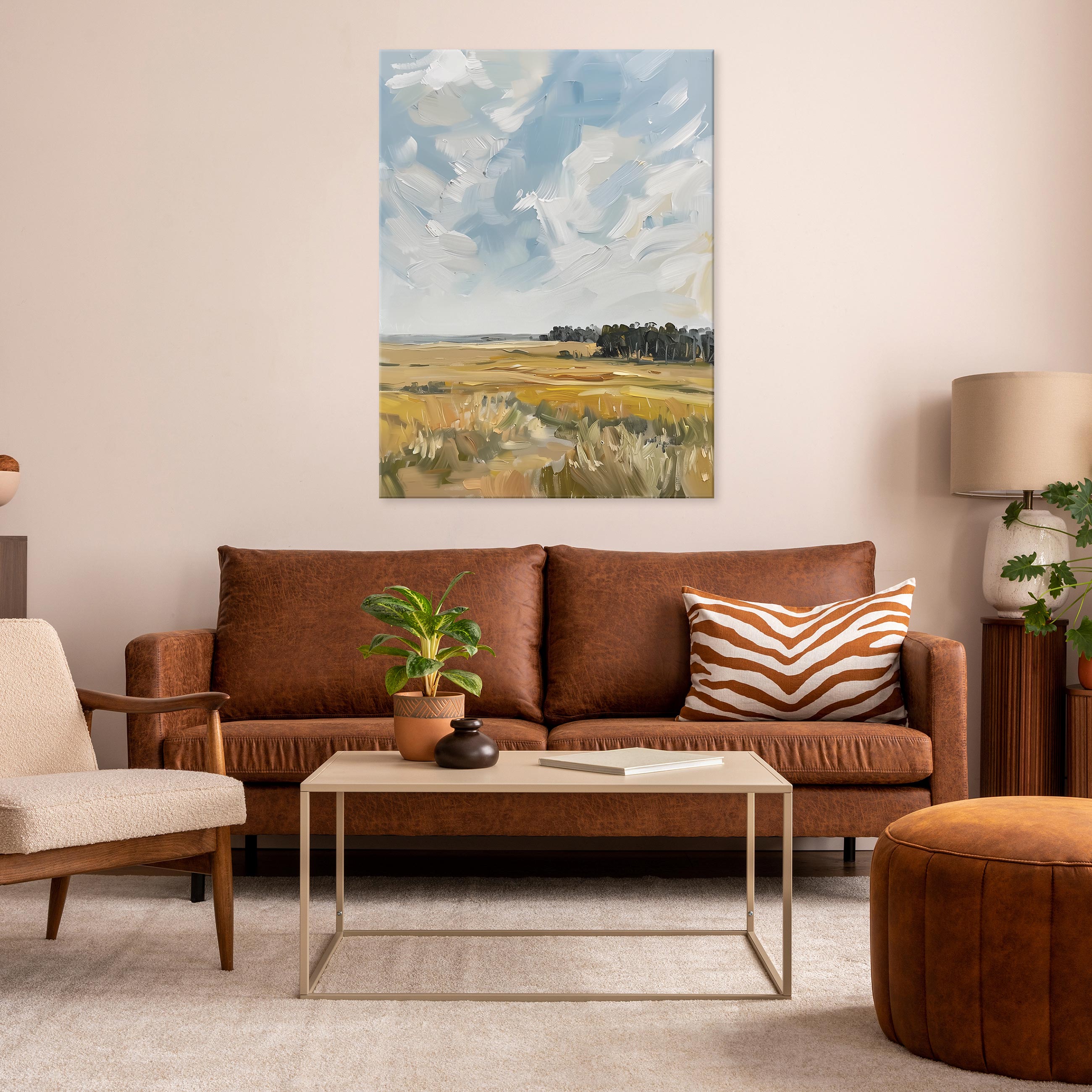 Impression sur Toile Paysage Boho Art Moderne 75x100 cm XXL Tableau Décoration Murale Intissée pour Salon Chambre pret a accroche - 2