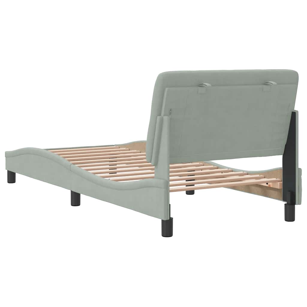 Cadre de lit sans matelas gris clair 90 x 190 cm velours - 7