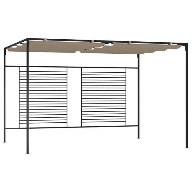 Gazebo da Giardino | Gazebo da Esterno con Tetto Retrattile 3x4x2,3 m Grigio Talpa 180 g/m² CFW68156