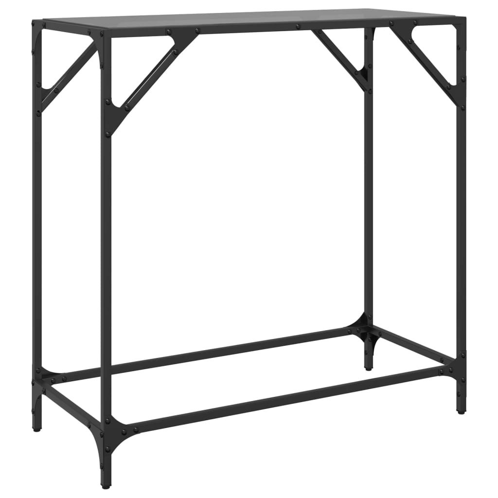 Tavolino Consolle con Piano in Vetro Nero 80x35x81cm in Acciaio vidaXL - 6