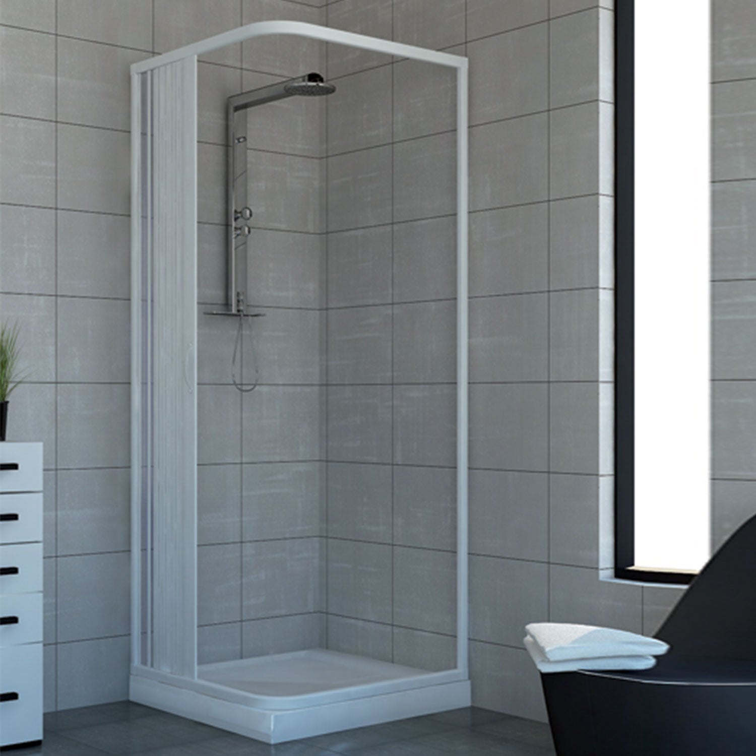 Mampara de Ducha 70x100 CM 185 de PVC mod. Acquario con apertura Lateral - 6