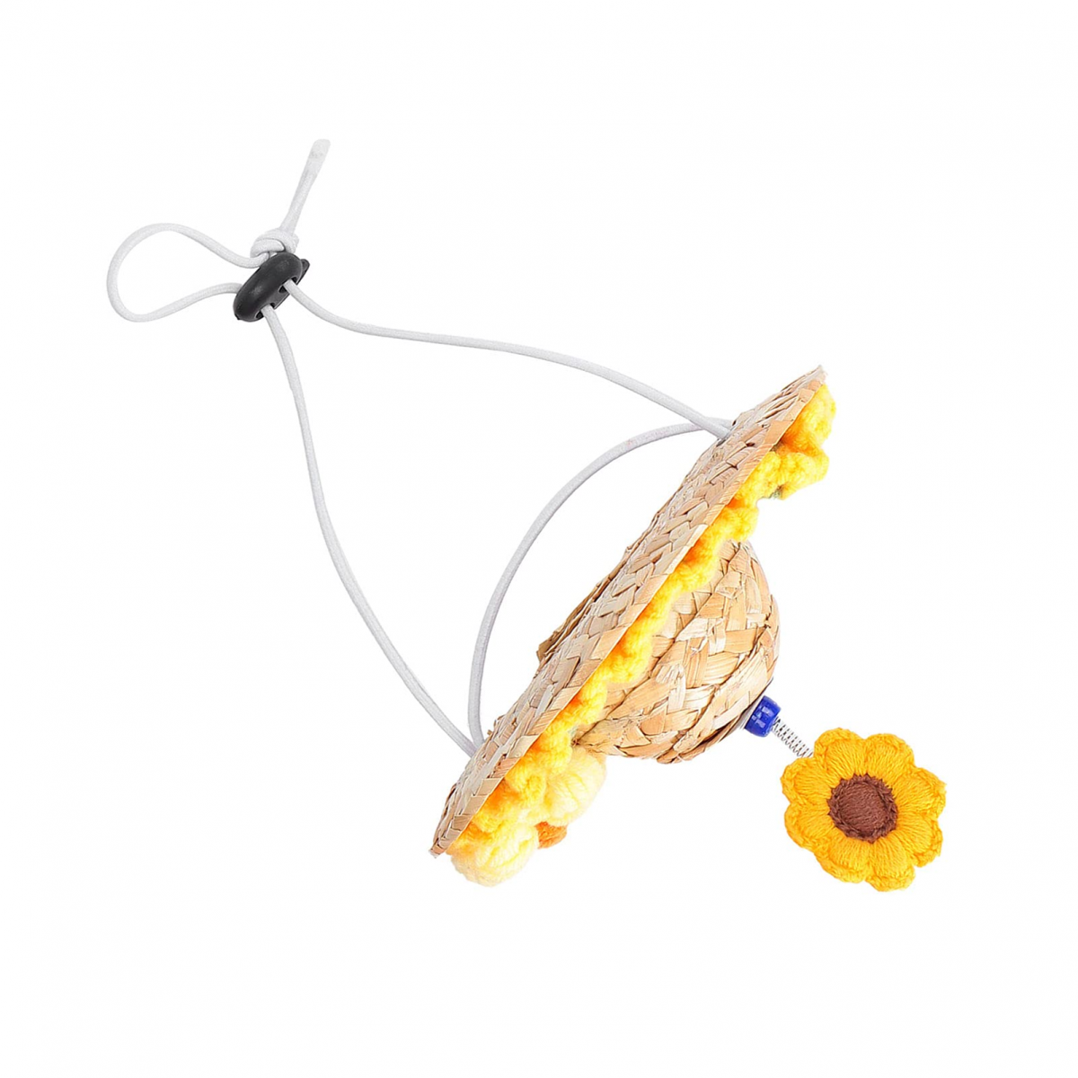 Chapéu de palha tecido para animais de estimação, bonito, feito à mão, ajustável, protetor solar de verão para cães e - 4