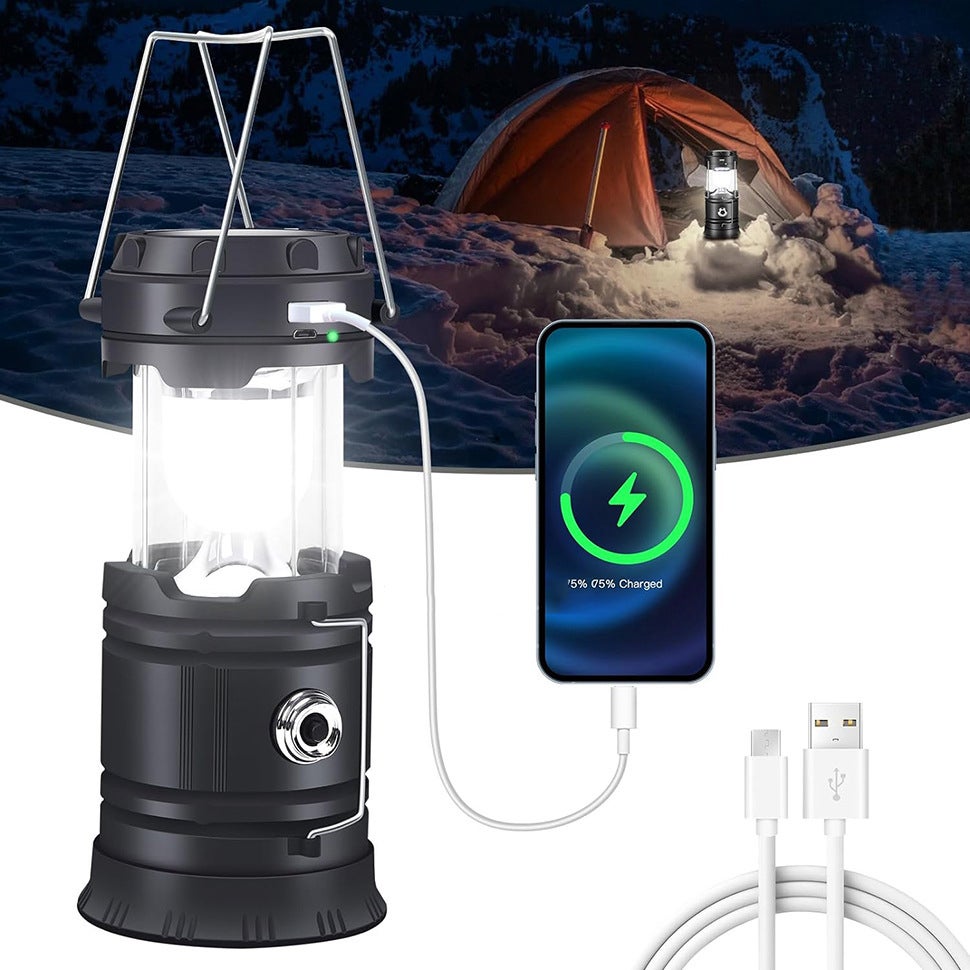 Zestaw 1 lamp solarnych kempingowych, wodoodpornych i ładowalnych, idealnych na przygody na świeżym powietrzu.