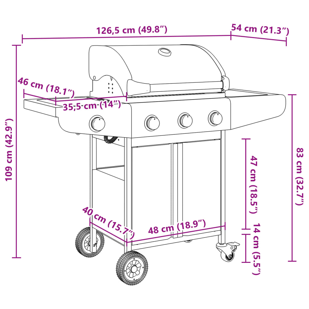Barbecue gril à gaz avec 4 brûleurs argenté acier inoxydable vidaXL - 3
