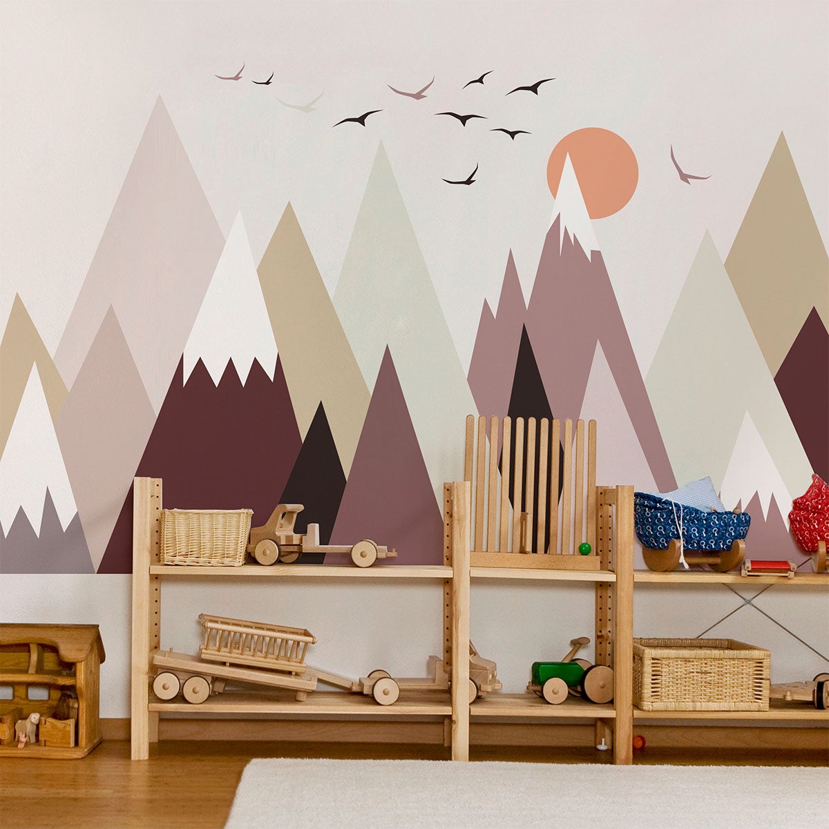 Vinilo niño escandinavo de montaña katenkka - adhesivo de pared - revestimiento sticker mural decorativo - 100x150cm - 3