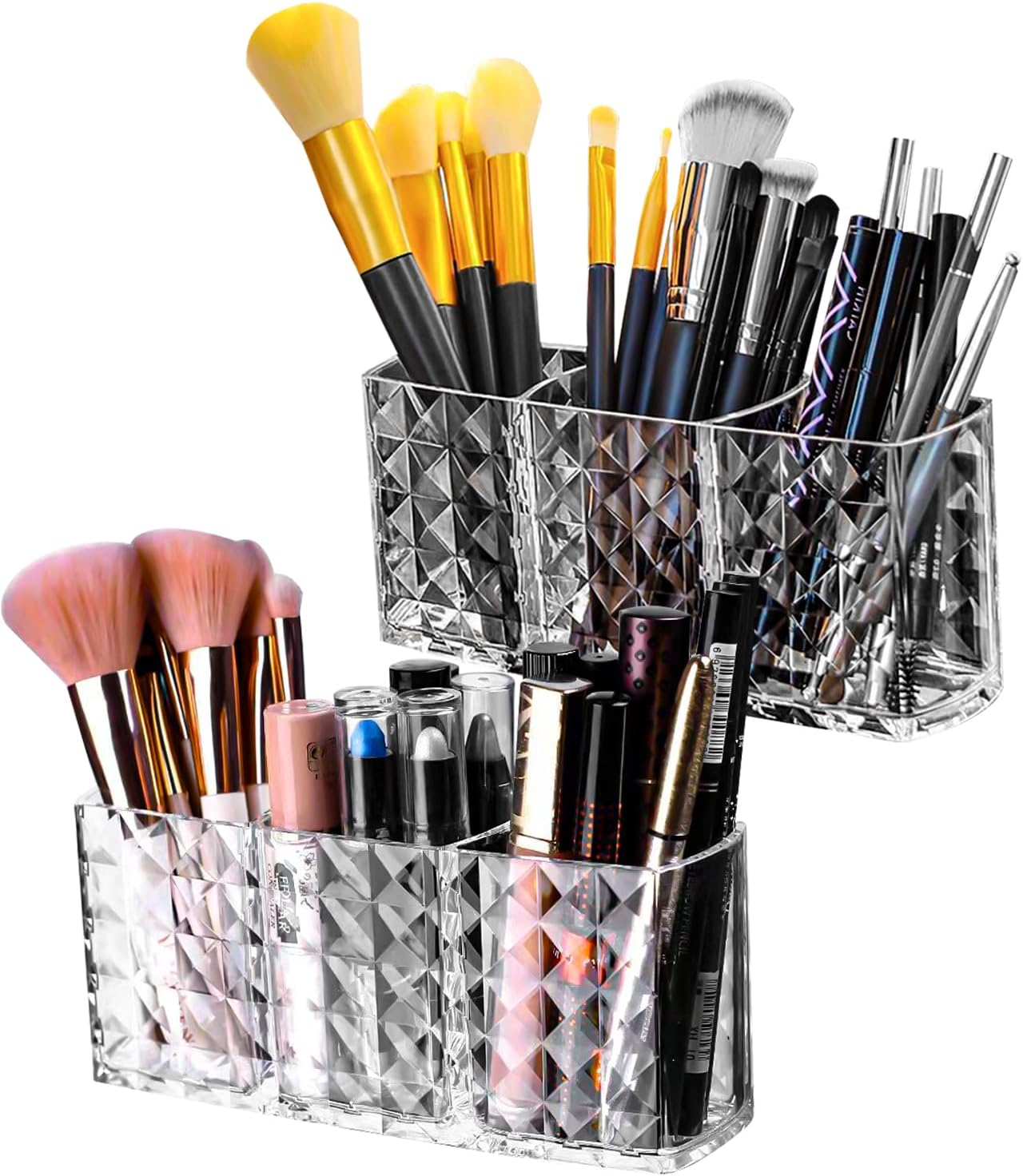 3 Organisateurs à Pinceaux De Maquillage En Acrylique Transparent - Rangement Cosmétique