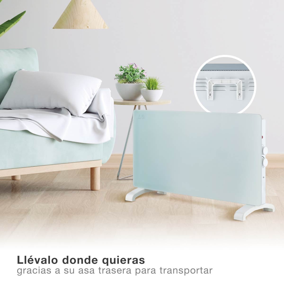 Radiador convector de cristal para 15m2 2000W Blanco - 3