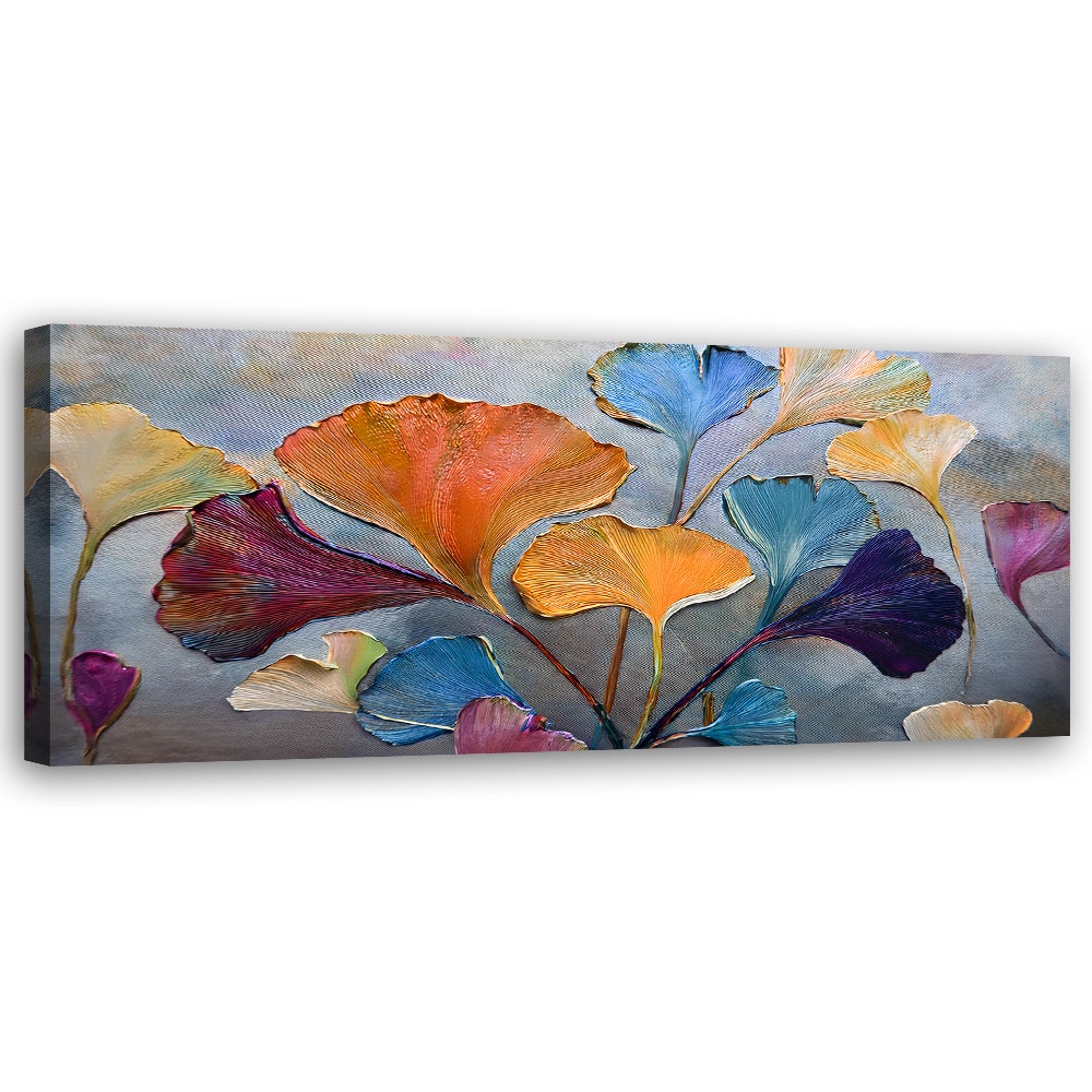 Obraz na płótnie, Kwiaty Ginko Kolorowe 120x40