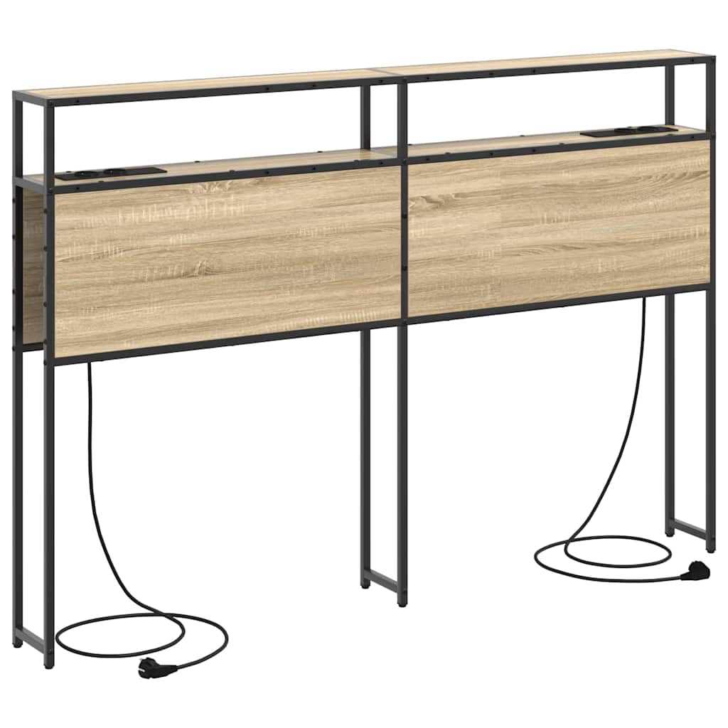 Tête De Lit Rangement Avec LED En Chêne Fumé 140 Cm - Bois D'ingénierie, Prises Intégrées | Pour Chambre Moderne, Rangement Pratique Et Ambiance Lumineuse - 5