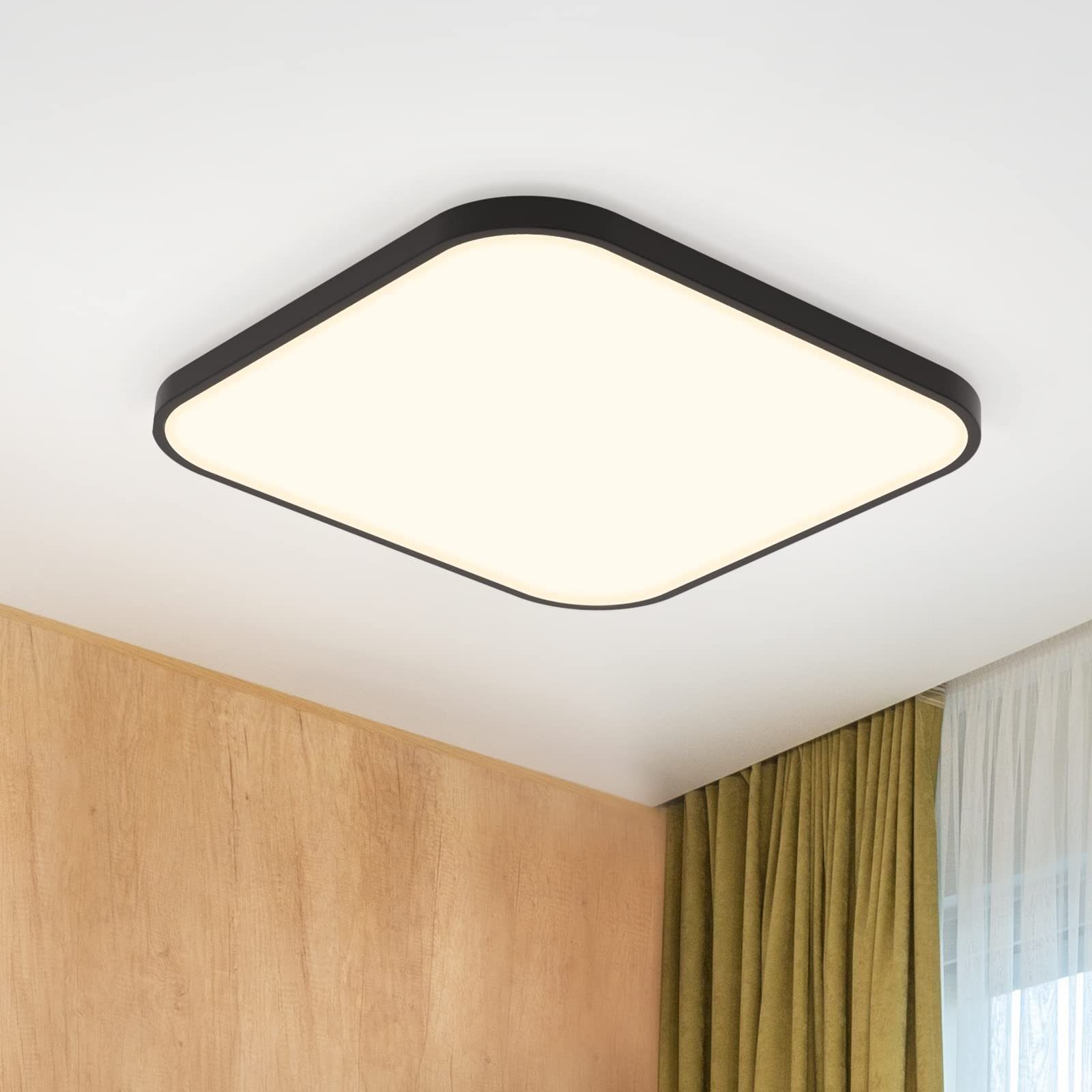 ZMH Lampa sufitowa LED 27 cm kwadratowa płaska IP44 19 W sypialnia korytarz