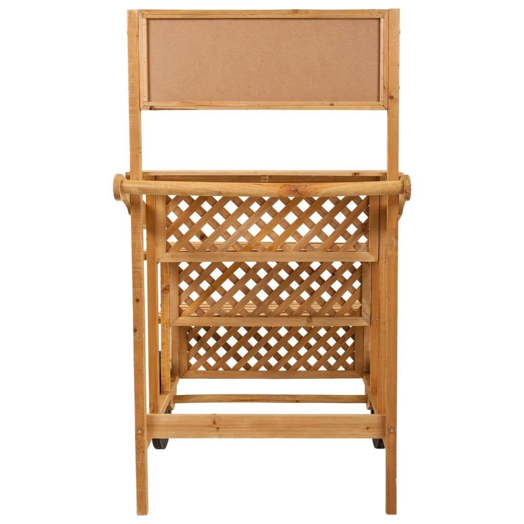 Chariot présentoir en bois marron avec ardoise 70x71x116h - 4