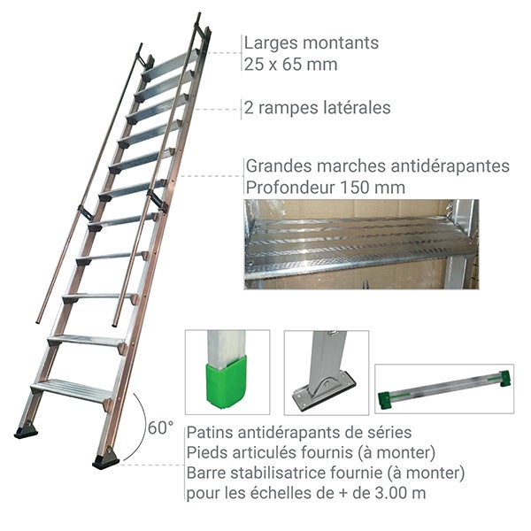 Echelle d'accès 10 marches - Hauteur d'accès 2.29m - S15/25/C - 3
