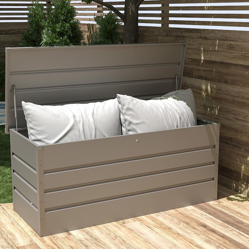 Skrzynia ogrodowa ze stali ocynkowanej szara - 750L - TOMASO